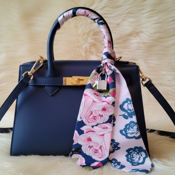 Bag Decor Handbags - Floral Scarf and Lock and Key Set